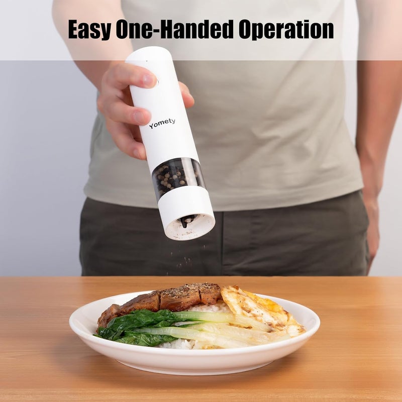 Yomety Electric Salt and Pepper Grinder Set - Rechargeable Salt and Pepper Shakers with Adjustable Coarseness, Automatic Salt and Pepper Grinder Set for Kitchen Accessories - Image 2